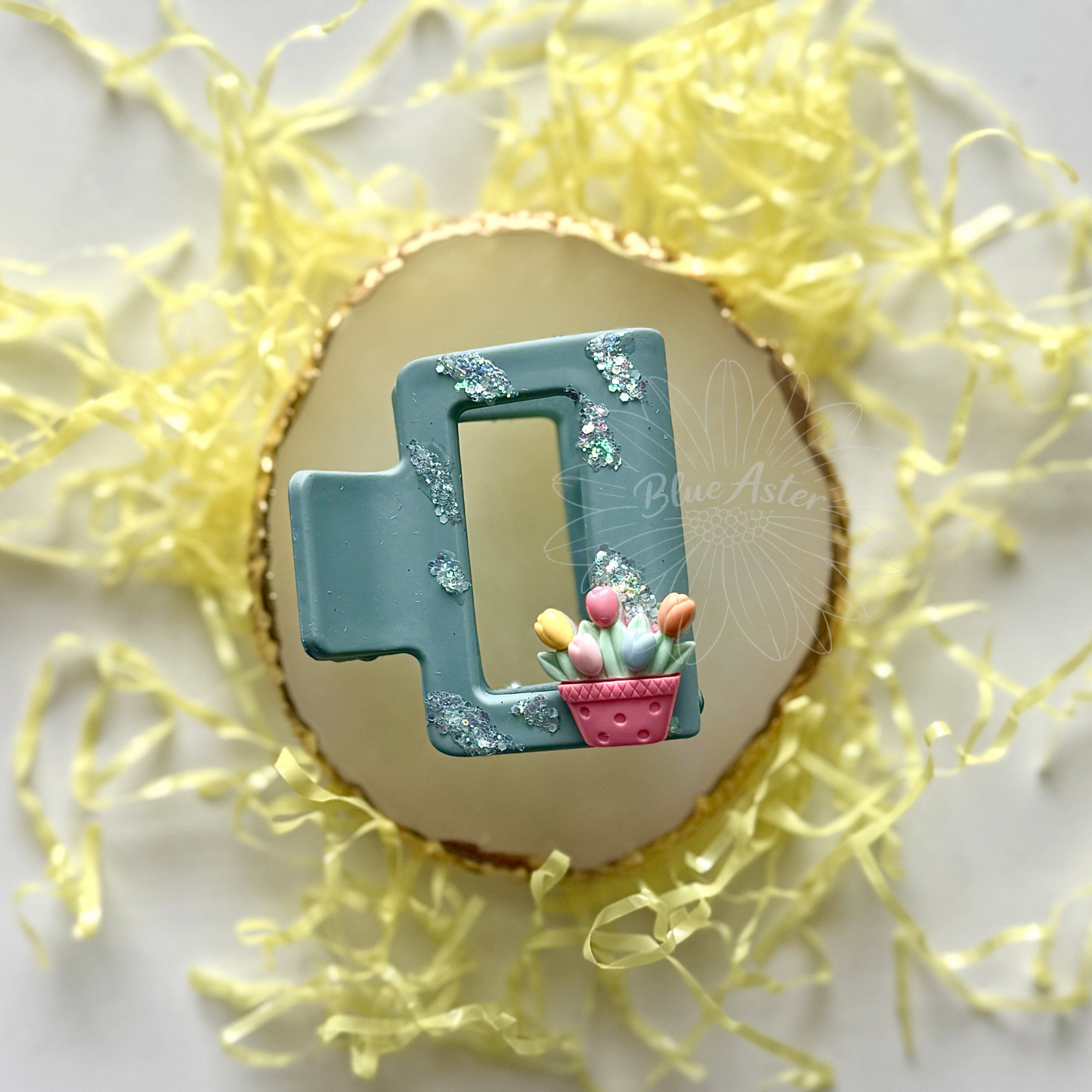 Small Glitter Pink Tulip RTS Clip