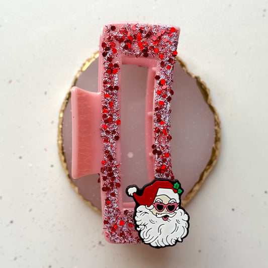 Pink St. Nick Claw Clip