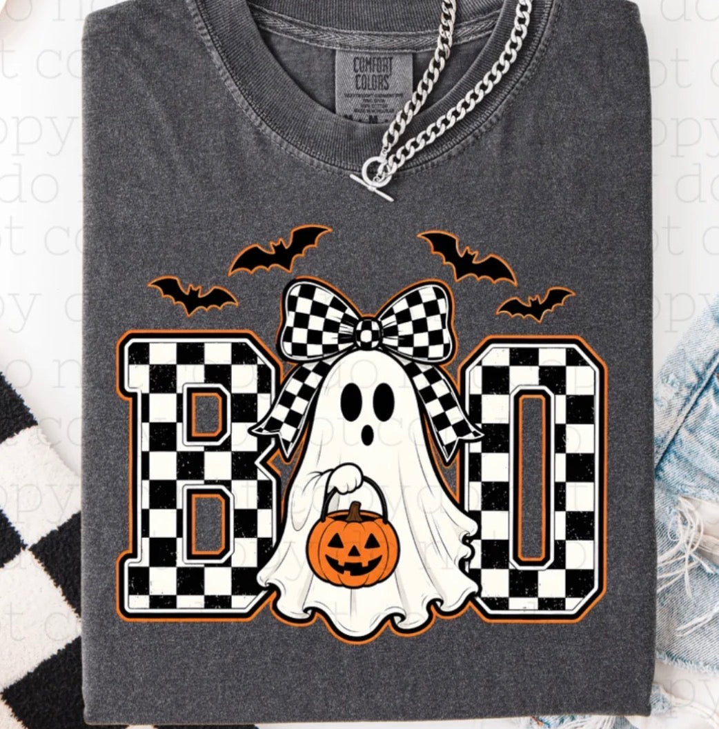 Boo Bow Checkered - MTO Shirt