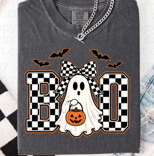 Boo Bow Checkered - MTO Shirt