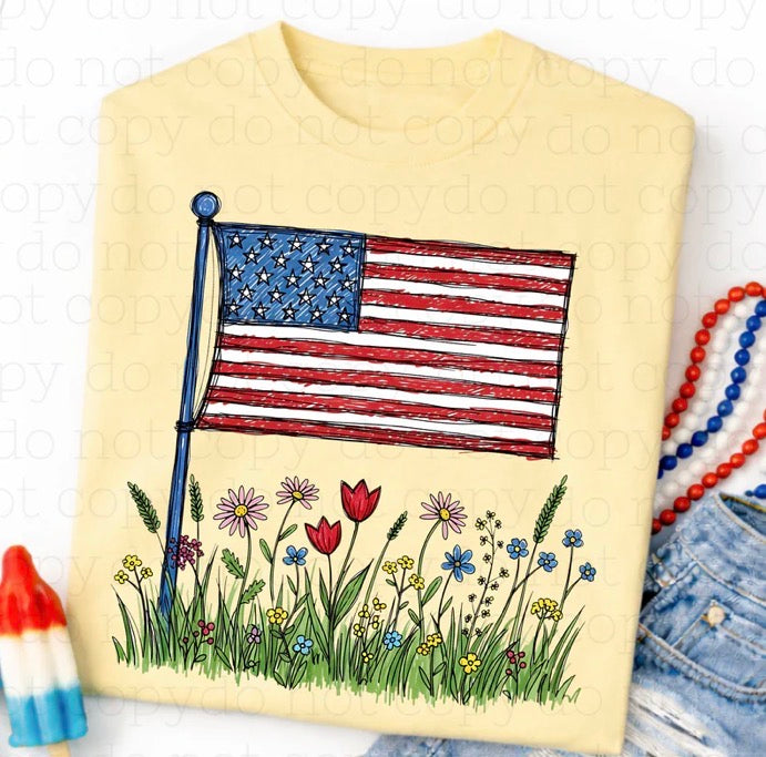 USA Flag Flowers - MTO Shirt
