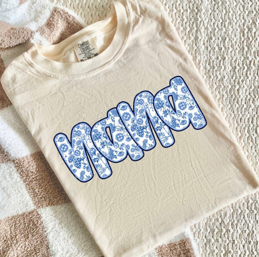 Nana Blue Floral - MTO Shirt