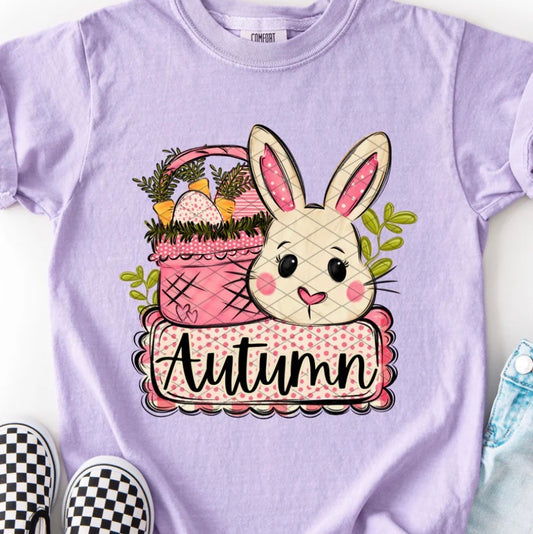 Personalized Pink Bunny *Leave Name in Notes* - MTO Shirt