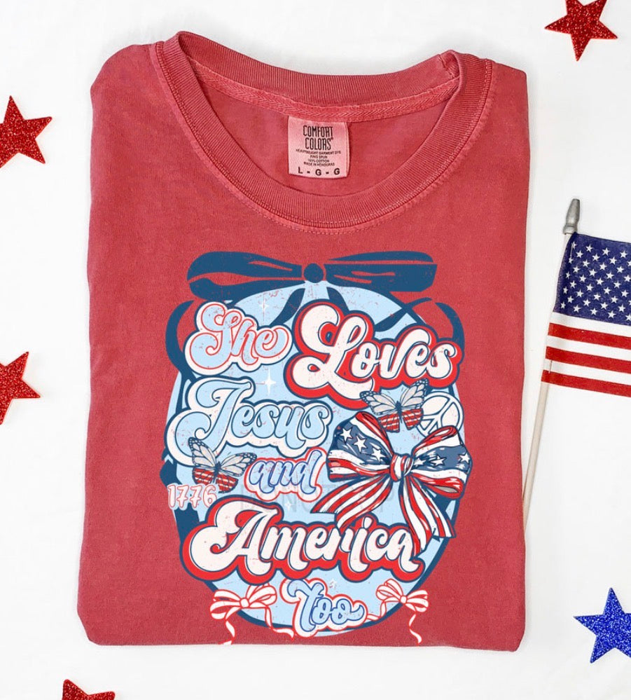She Loves Jesus and America - MTO Shirt