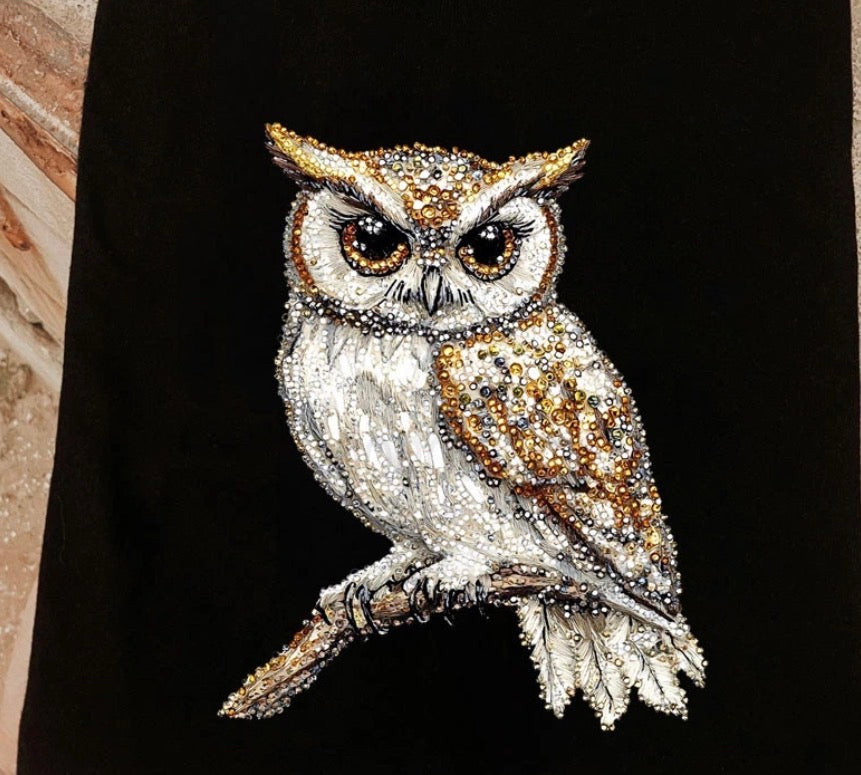 Faux Rhinestone Owl - MTO Shirt