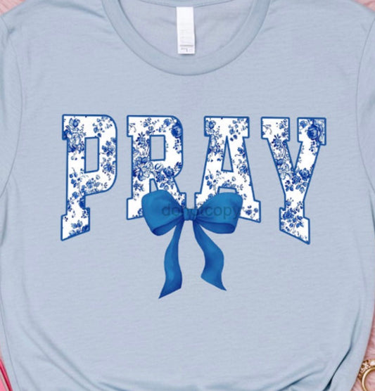 Pray Blue Bow - MTO Shirt