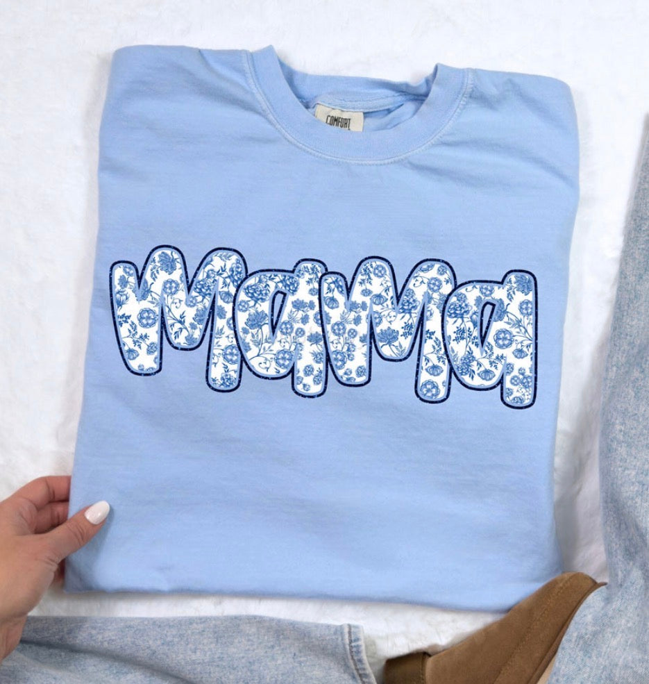 Mama Blue Floral - MTO Shirt