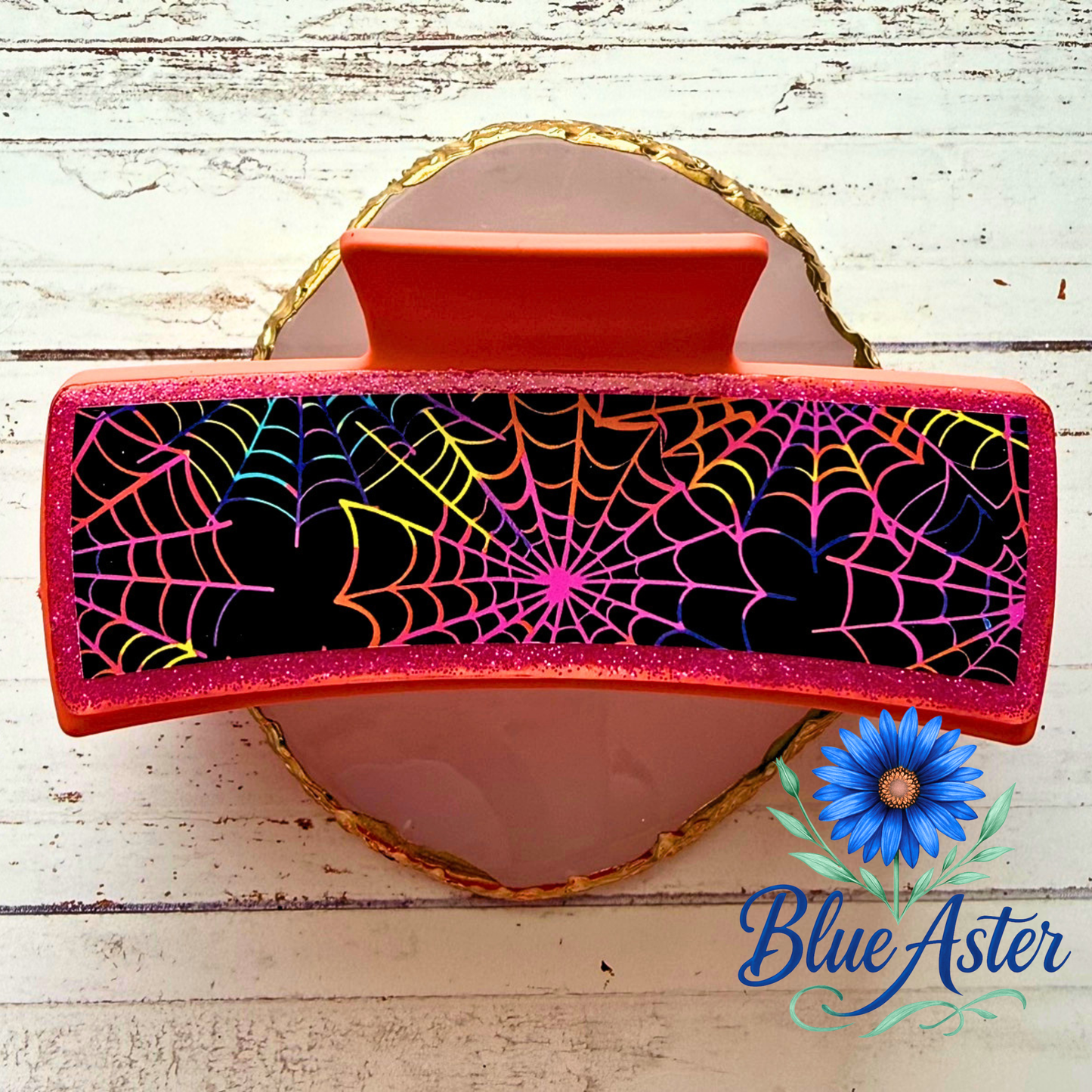 Neon Spider Webs Claw Clip