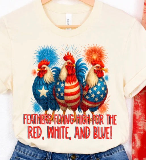 Red White and Blue Feathers - MTO Shirt